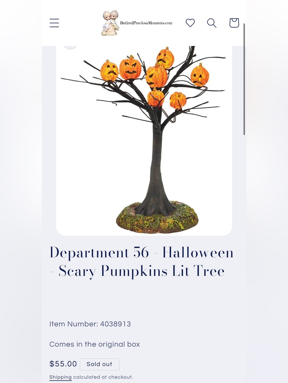 Department 56 Halloween Pumpkin-Lit Tree in Orange and Black